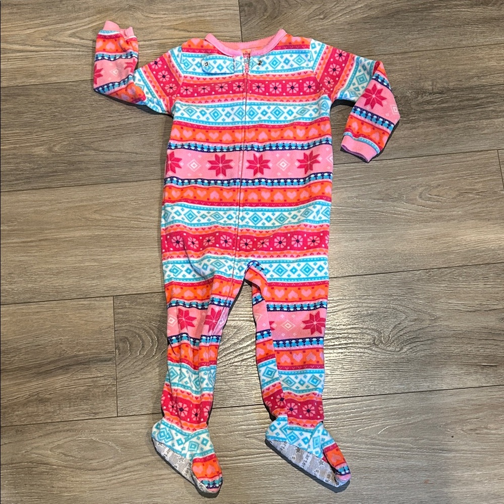 Carter's Pink and Blue Patterned‎ Footie Size 24 months